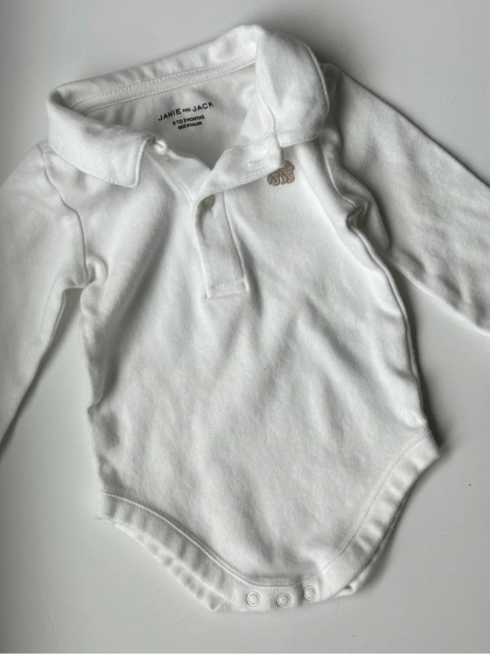 Janie and Jack White Long-Sleeve Polo Bodysuit